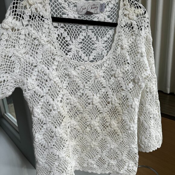 Crochet Top with scoop neck and the perfect amount of Peek a Boo - Picture 1 of 16